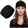 LOPHE Turbante Fascia da Donna, Fascia Invernale Lavorata a Maglia più Velluto, Fascia Capelli Caldo Extra Large, Antivento, Protezione per le Orecchie, Regali per Donne, Ragazza(nero)