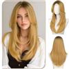 Sofeiyan Parrucca con Frangia,55 cm Marrone Cenere Chiaro Ombré Parrucca Lunga e Liscia da,Parruccas da Donna Dallo Stile Elegante in Fibra Sintetica Resistente al Calore,per gli Quotidiani