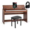McGrey DP-18 WN Pianoforte Digitale Noce Opaco - 88 Tasti Tastiera con azione a martello - Pianola musicale con USB, 128 suoni, 128 polifonie, 3 pedali - Piano digitale Set con Panca e Cuffie
