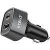 Celly, Caricatore Auto 65W con Porte USB-C e USB-A Power Delivery, Ricarica Rapida e Sicura per Smartphone e Tablet, Compatibile con Auto e Camion 12-24V
