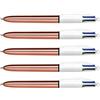 BIC Set di 5 penne a sfera retrattile 4Colours Shine punta media corpo rosa oro