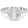 Swarovski Una Angelic Anello, Gioiello Versatile con Pavé di Cristalli e Zirconia Trasparente, Pietre Sfavillanti a Taglio Round, Placcatura in Tonalità Argento, Taglia 50