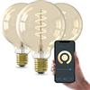 CALEX Lampadina LED Smart, E27, G95, Filamento Oro, luce calda, Dimmerabile, controllo app Wi-Fi & vocale, Confezione da 3