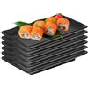 LUPATDY Set di 6 piatti neri opachi, rettangolari, 20,8 x 13,2 x 2,2 cm, stoviglie in melamina, in plastica, per carne, sushi, snack, insalate, lavabili in lavastoviglie
