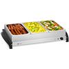 Royal Catering RCHP-400/3 Scaldavivande Elettrico Piano Caldo per Buffet (3 x 2 L, 400 W, 52,5 x 35,5 cm, Temperatura 45-85 °C, Acciaio Inox, Vetro Acrilico)