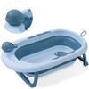 Interbaby Vaschetta Bagnetto Neonato Pieghevole con Gambe Antiscivolo | Vasca da Bagno Pieghevole Portatile con Tappo Scarico e Tazza Risciacquo | Dalla Nascita a 2 Anni | Baby Bath | Blu