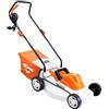 RURIS POWER FOR NATURE RURIS - Tosaerba elettrico RXE1500 1500 W, larghezza di taglio 370 mm, altezza regolabile 25-75 mm, vassoio di raccolta 35 L, 3300 giri/min, arancione