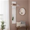 Dmora Mobile da Ingresso Omer 27x50x140h cm Bianco Bianco Lucido Appendiabiti un Ripiano, Installazione Sospesa Made in Italy