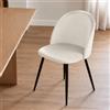 Dmora - Sedia Stinson, Poltrona rivestita in velluto, Sedia da pranzo imbottita, Seduta per riunioni, 51x54h82 cm, Bianco