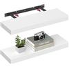 VASAGLE Mensola da Muro, Set di 2 Mensole da Parete, 20 x 60 x 3,8 cm, per Portafoto Decorazioni, Soggiorno Studio Cucina, Bianco Nuvola LWS026WE01-2J