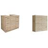 Mama Store Base Copricolonna Sottolavabo con 2 Ante e 2 Cassetti, Quercia Naturale, L. 70cm x P. 46cm x H.62cm & Atena Pensile Doppio Mettitutto 4 ante e sistema di apertura push adn pull
