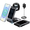 Bolvunes Stazione di ricarica induttiva per Samsung, pieghevole, 3 in 1, per Galaxy Watch 7/6/6 Classic/5/5 Pro/4/3, caricatore per Samsung S25 Ultra S24 S23 S22 Z Flip Z Fold 6 5 per Galaxy Buds Green Leaden