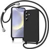 Keteen Cover per Samsung Galaxy S24 Plus con Collana Custodia con Cordino TPU Corda Silicone Bumper Regolabile Staccabile Shock Absorption Antiscivolo Protettiva Custodia per Samsung S24 Plus, Nero