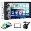 VECHTEL Autoradio 2 Din Tasti di Pianoforte con Carplay Android Auto senza Fili, 7 Pollici IPS Touch Screen Stereo Auto Supporto Bluetooth Radio FM EQ USB/Tipo-C Mirror Link SWC Telecamera Posteriore