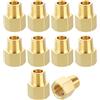 CoCud 10 Confezioni Raccordi Prolunga in Ottone Adattatori Riduttori | 1/4 FeMale NPT a 1/4 Male NPT, per Aria Olio LP, per Tubi