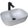 Rea Lavabo da Appoggio in ceramica, rettangolare, pietra marmo 33 x 46 cm, grigio