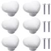 NAKUPENDA 6Pcs Manopole per Mobili Pomelli per Cassetti in Ceramica a Forma di Cuore Pomello in Ceramica per Cassetto Cameretta Maniglie Delle Porte Armadi (Bianco)