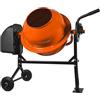 EGLEMTEK Betoniera Elettrica 140 Litri 550 Watt Impastatrice Miscelatore Cemento Con 2 Ruote E Certificazione CE Telaio In Acciaio Per Malta Calcestruzzo 30 Giri Al Minuto Colore Arancione