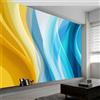 Generico Carta da Parati Panoramica Astratto Blu Giallo Marmo Strisce, Foto Murale Moderna 500L x 280A cm - Carta da Parati Decorazione Casa Moderno per Soggiorno Camera dei Bambini Ufficio