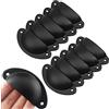 HREDZEO Maniglie per Cassetti,12 Pcs Maniglie Conchiglia Vintage Maniglie a Conchiglia per Armadietti da cucina Semicircolari Maniglie Ante Nero