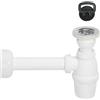 Schläfer 4396111 | Set Sifone per Lavabo Bagno con Piletta di Scarico Universale in Plastica PP, Raccordo G 1 1/4 e Tubo Attacco Muro Ø 32 mm, Sifone a Bottiglia Bianco