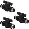 APOMOONS 3 PCS Connettori Pneumatici 6mm Neri, Valvola di Regolazione del Flusso D'aria con Attacco Rapido Rubinetto a Sfera Pneumatico con Rubinetto di Chiusura per Officine Domestiche,Automobili,Industria
