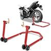 Eikuavons Cavalletto per moto, sollevatore posteriore per moto, con ruote doppie, larghezza regolabile, lavori di montaggio per moto fino a 300 kg, stabilità (rosso)