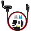 HuaLiSiJi Presa SAE da Pannello 12V 24V Cavo SAE Maschio Femmina con Fusibile 12AWG 25A Cavo SAE Solare per Gli Accessori Solari, Moto, Auto (0.6m)