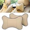 DUBENS 2 pezzi cuscino cervicale auto in pelle PU cuscino poggiatesta poggiatesta cuscino cuscino cuscino poggiatesta poggiatesta cuscino traspirante testa relax confortevole cuscino morbido (beige)