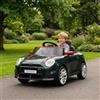 GarveeTech Mini auto elettrica con licenza da 12 V per bambini, con telecomando, luci a LED, musica, clacson, USB, doppie porte, cintura di sicurezza, 3 km/h, dai 3 anni in su, nero