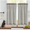 TOPICK - Tendine corte a righe, in lino, coprenti, per cucina, sala da pranzo, bagno e piccole finestre, set da 2 pezzi, 115 cm x 65 cm (altezza x larghezza), nero su beige