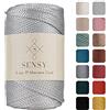 S SENSY Sensy, Cordoncino in poliestere da 5 mm, 95 metri, 100% polipropilene, per macramè, 5 mm, per borse all'uncinetto, macramè, filo all'uncinetto, regalo per maglieria (Argento)