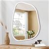 HLFMVWE Specchio da parete ovale irregolare grande, specchio bianco asimmetrico 50 x 40 cm, specchio moderno con cornice in legno artistica, decorazione per soggiorno, camera da letto, bagno