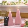 Lights4fun TruGlow - Coppia di candele a LED a forma di cono scanalato, con telecomando, colore: rosa cipria