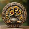 Novastar Orologio da parete decorativo a batteria, 25,4 cm, moderno in legno, elegante teiera con girasole, stampa 2D, senza ticchettio, silenzioso, orologio da parete per soggiorno, camera da letto