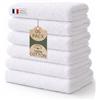 Caramont Set di 6 Asciugamani da Bagno 90x150 cm - 100% Cotone, Ultra Morbidi, Altamente Assorbenti, Asciugatura Rapida, Qualità Alberghiera - Bianco - per Bagno, Doccia, Palestra, Hotel e Spa