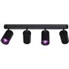 CALEX Faretto da soffitto LED Smart, 4 luci ovali, orientabile, colori RGB & luce da fredda a calda, Dimmerabile, controllo app Wi-Fi & vocale, Nero