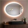 STYLE GLASS MOSES 80x60cm - Specchio con Striscia LED 4000K - Specchio bagno Ovale MOSES - Specchio da parete - Specchio con led - Specchiera Bagno Made in Italy Bordo Filo Lucido Moderno