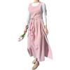 CBBEONRN Grembiule in Cotone Tinta Unita con Tasche Grembiuli con Bavaglino Casual Gonna Rotonda Abito per Cucina Giardinaggio Caffetteria Pink,One Size
