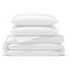 LINENWALAS Set copripiumino in bambù naturale, 2 pezzi, con cerniera e lacci, biancheria da letto morbida e fresca, ideale per la cura della pelle (singolo, bianco)