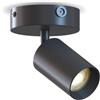CALEX faretto da soffitto LED 1 luce, rotondo e orientabile, attacco GU10, nero opaco