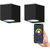 CALEX Applique da esterno LED Smart, GU10, Downlight, colori RGB & luce da fredda a calda, Dimmerabile, impermeabile, controllo app Wi-Fi & vocale, Nero, Confezione da 2
