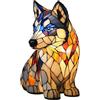 Generic Lampada a forma di cane, lampade con cani in vetro colorato, ornamenti notturni in resina per cuccioli, decorazioni per feste, serie di cani, luce notturna artistica in resina colorata, decorazione