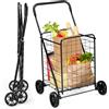 SOARS Carrello per la spesa pieghevole 83L, con ruote grandi e maniglia, telaio in metallo, carico 45 kg, carrello della spesa per supermercato, biancheria, bagagli, 57 x 58,5 x 91,5 cm (nero)