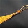 SYSUII 10 Pezzi Mini Quaste, Nappa Fatta a Mano, Lucida Nappa Portachiavi con Perle, Segni di Lettura, Anelli di Quaste Piccoli Nodi Cinesi per Gioielli Fai da Te, Orecchini, Portachiavi - Giallo #1