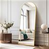 COFENY Specchio da Terra ad Arco, Specchio da Parete Grande con Cornice in Alluminio 161 x 52 cm, Specchio da Terra da Appoggiare o Appendere per Soggiorno, Camera da Letto, Ingresso, Oro