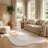 TAPISO Wisp Tappeto da Salotto Moderno - Forma Irregolare con Linee Beige e Marrone, Pelo Corto Morbido e Resistente, Facile da Pulire, Resistente alle Macchie 160 x 220 cm