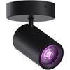CALEX Faretto da soffitto LED Smart, 1 luce tonda, orientabile, colori RGB & luce da fredda a calda, Dimmerabile, controllo app Wi-Fi & vocale, Nero