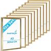 PHOTOLINI Cornici A3 30x42 cm oro legno MDF, set di 10 cornici per poster, plexiglass infrangibile, da parete, accessori extra inclusi - per foto, immagini e poster