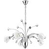 ONLI Lampadario 5 luci in Metallo Cromato Lucido Decorato con Sfere in Cristallo e vetri Bianchi e Trasparenti, Cromo